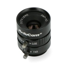 CS-Mount objektyvas 12mm, rankinis fokusavimas, skirtas Raspberry Pi HQ kamerai, ArduCam LN037