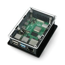 Case for Raspberry Pi 4B box V2 for DIN rail - black-transparent 