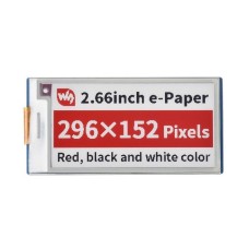 Display E-paper E-Ink, 2.66'' 296x152px, SPI, black, red, white, for Raspberry Pi Pico, Waveshare 20053