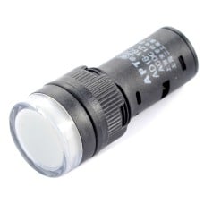 LED indikatorius 12V AC/DC - 19mm - baltas