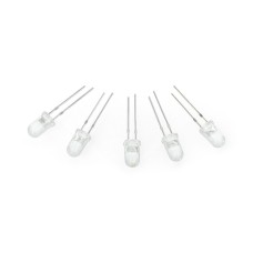 LED 5mm white cool skaidrus - 5 vnt