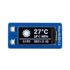 OLED display 1.3'' 64x128px, SPI/I2C, black/white, for Raspberry Pi Pico, Waveshare 19376