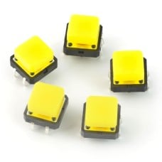 Tact Switch 12x12mm with cap - square yellow- 5 pcs