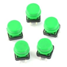 Tact Switch 12x12mm with cap - mushroom green - 5 pcs