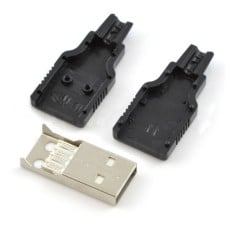 USB A tipo kištukas - plastikiniam kabeliui