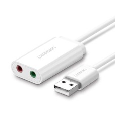 External USB audio card UGREEN 15cm - White