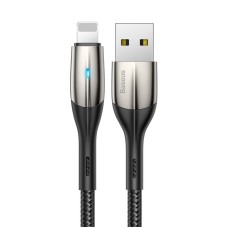 Baseus Horizontal Lightning Cable with LED Lamp 0.5m 2.4A - Black