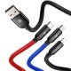 Baseus Rapid USB Cable 3in1 Type C / Lightning / Micro 3A 1.2M - Black