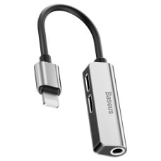 Baseus L52 audio adapter Lightning to 3.5mm and 2x Lightning - Silver