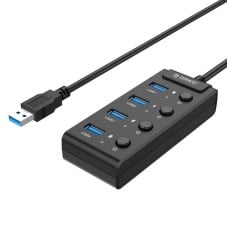 USB 3.0 šakotuvas, Orico su jungikliais, 5x USB (juodas) 