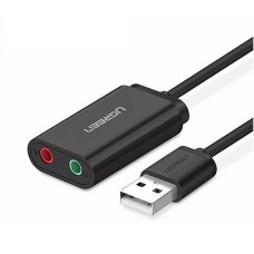 External USB audio card UGREEN 15cm - Black