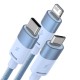 3in1 USB laidas Baseus StarSpeed Series, USB-C + Micro + Lightning 3.5A, 1.2m (mėlyna)