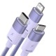 3in1 USB cable Baseus StarSpeed Series, USB-C + Micro + Lightning 3.5A, 1.2m (Purple)