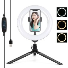 Puluz 1.1 m trikojo laikiklis + 10 colių 26 cm RGBW LED žiedo Vlogging Video Light Live PKT3044 