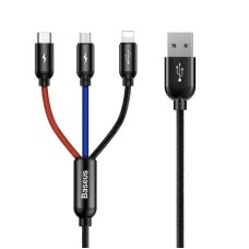 Baseus 3in1 Cable USB-C / Lightning / Micro 3.5A 0.3m - Black