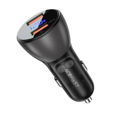 Automobilinis įkroviklis Acefast B7, 45W, 2x USB, su ekranu (juodas)