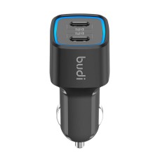 Car charger Budi 065R, 2x USB-C, PD 60W (black)