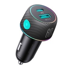 Car charger Joyroom CCN01, 1x USB QC3.0, 1x USB-C PD 60W (black)