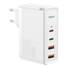 Baseus GaN2 Pro greitas kelioninis įkroviklis 2x USB + 2x USB-C, 100W, EU (white)