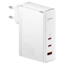 Baseus GaN5 Pro sieninis įkroviklis 2xUSB-C + USB, 140 W (balta)