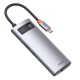 Baseus Metal Gleam serijos 6in1 šakotuvas USB-C - 3x USB 3.0 HDMI USB-C PD Ethernet RJ45