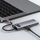 Baseus Metal Gleam serijos 6in1 šakotuvas USB-C - 3x USB 3.0 HDMI USB-C PD Ethernet RJ45