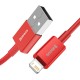 Baseus Superior serijos USB į iPhone laidas, 2.4A, 1m - raudonas