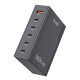 Budi 350 tinklo įkroviklis, GaN PD+ QC3.0, 5xUSB-C+1xUSB-A, 160 W JAV / JK / ES (juoda)