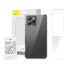 Case Baseus Crystal serija, skirta iPhone 11 pro max (skaidrus) + grūdintas stiklas + valymo rinkinys