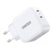 Choetech PD6009 sieninis įkroviklis 2x USB-C 20W (balta)