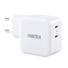 Choetech PD6009 sieninis įkroviklis 2x USB-C 20W (balta)