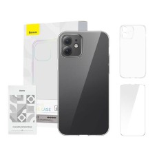 Case Baseus Crystal Series for iPhone 12 (clear) + tempered glass + cleaning kit