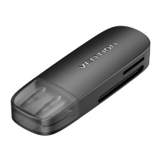 Du viename USB 2.0 A (SD+TF) atminties kortelių skaitytuvo ventiliacija CLEB0 (juoda)