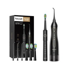 Sonic electric toothbrush and irrigator with head sets FairyWill FW-5020E + FW-E11 - black