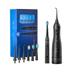 Electric toothbrush and irrigator set with head set FairyWill FW-507+FW-5020E - black