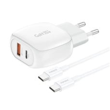 Foneng EU41 USB-C+USB-A 20 W maitinimo įkroviklis + USB-C-USB-C laidas (baltas)