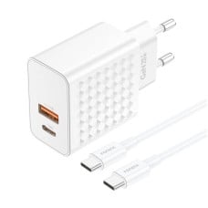 Foneng EU42 USB-C+USB-A 20W power charger + USB-C - USB-C cable (white)