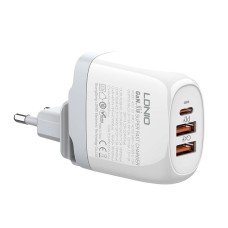 GaN įkroviklis LDNIO A3511Q, 2x USB + USB-C, 65W (balta)