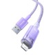 Greito įkrovimo kabelis Baseus USB-A su Lightning Explorer Series 1m 2.4A (violetinė)