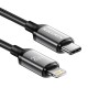 Greito įkrovimo laidas Rocoren USB-C su Lightning Retro Series 1m (pilkas)