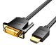 HDMI į DVI kabelis 2 m ventiliacija ABFBH (juodas)