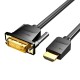 HDMI į DVI kabelis 5 m ventiliacija ABFBJ (juodas)