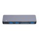 Hub 5w1 RayCue 2x USB-C do Thunderbolt 3 + 3x USB-A 3.0 5Gbps + SD/TF 2.0 (szary)