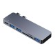 Hub 5w1 RayCue 2x USB-C do Thunderbolt 3 + 3x USB-A 3.0 5Gbps + SD/TF 2.0 (szary)