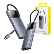 Hub 6in1 Baseus Metal Gleam 2 Series USB-C - 2xUSB 3.0 +USB-C + HDMI + USB-C PD + Ethernet RJ45
