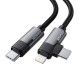 Laidas USB Essager EXCTTL-WL0G-P USB-C iki žaibo + USB-C 65W 1m (pilkas)