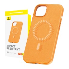 Magnetic Phone Case for iPhone 15 Pro Baseus Fauxther Series (Orange)