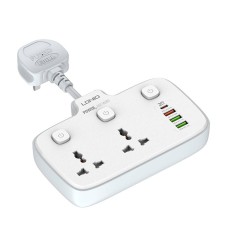 Power strip with 2 AC sockets, 3x USB, 1x USB-C LDNIO SC2413, 2500W (white)