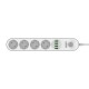 Power strip with 4 AC sockets 4x USB LDNIO 2m - white