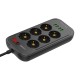 Power strip with 6 AC outlets, 4x USB, LDNIO SE6403, 2m (black)